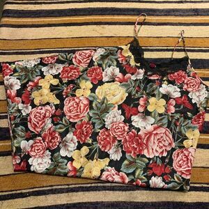 Vintage Lingerie Intimates Slip Dress Night dress Satin Romantic Slippery Floral